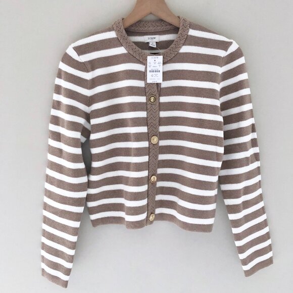J. Crew Factory Sweaters - NWT J.Crew Striped cotton lady jacket cardigan sweater BW810